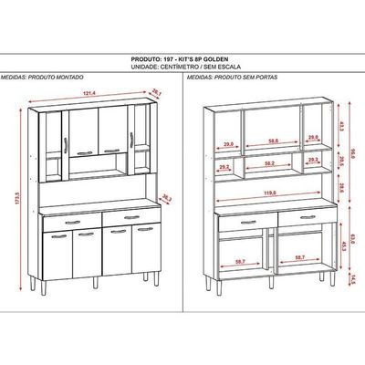 Kit Cozinha Golden 8 Portas Freijó Supremo - Kits Paraná