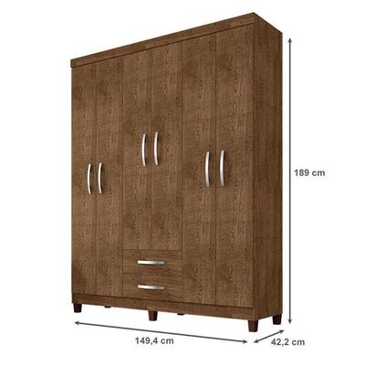 Guarda Roupa Casal Mogi 6 Portas Malbec - Incorplac