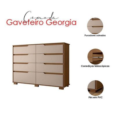 Guarda Roupa Casal Araguaia E Cômoda Georgia Carvalho Fendi Com Espelho - Moval