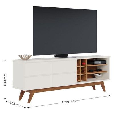 Rack Bancada Ambiente Noronha 1.8 Off White Matte Freijó – Colibri