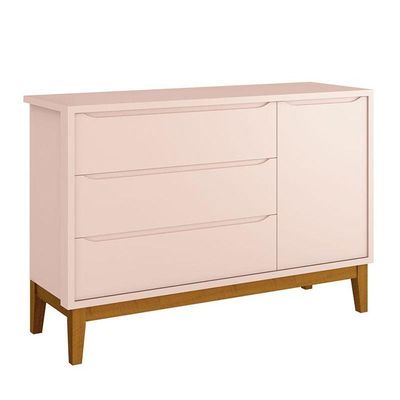 Cômoda Infantil New Classic Rosa Com Pés Madeira ? Reller