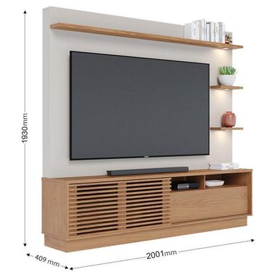 Estante Home Theater Campeche Freijó Off White Matte - Colibri