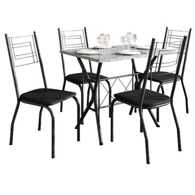 Mesa De Jantar Bruna 100x60 Cm Com Granito Ocre Itabira Com 4 Cadeiras 063 Preto – Artefamol