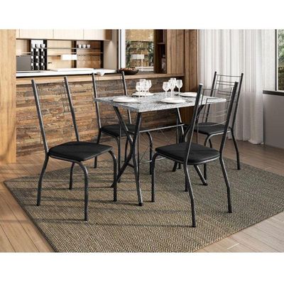 Mesa De Jantar Bruna 100x60 Cm Com Granito Ocre Itabira Com 4 Cadeiras 063 Preto – Artefamol