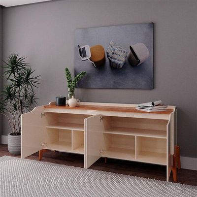 Aparador Para Sala Buffet Ambiente Studio 1.6 Off White Nature - Imcal