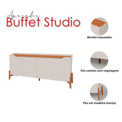 Aparador Para Sala Buffet Ambiente Studio 1.6 Off White Nature - Imcal