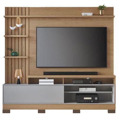 Estante Home Theater Maceió Com Pés Freijó Cinza Acetinado – Colibri