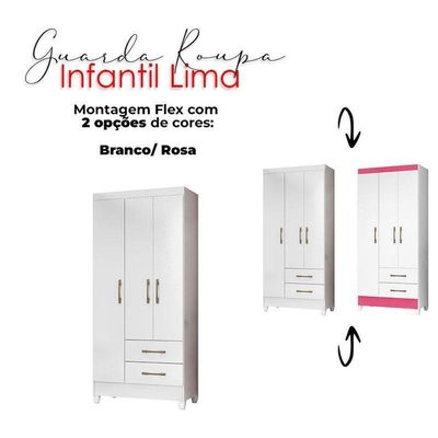 Guarda Roupa Infantil Lima E Cômoda Ms913 Branco Flex – Moval