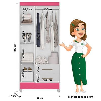 Guarda Roupa Infantil Lima E Cômoda Ms913 Branco Flex – Moval