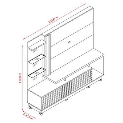 Estante Home Theater Ambiente Frizz Plus Com Rodízios Cinamomo Off White - Madetec