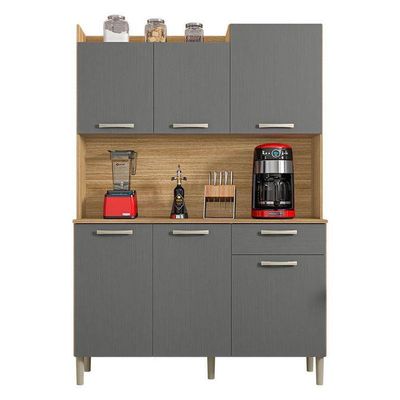 Kit Cozinha Ambiente Gênova 6 Portas Freijó Gris - Kits Paraná