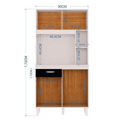 Armário Para Cozinha Ambiente Kit Duda 90 Cm Branco Preto - Poquema