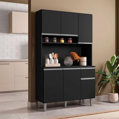 Armário Para Cozinha Kit Márcia Preto Fosco - Ajl