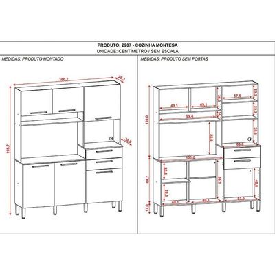 Cozinha Montesa 6 Portas E 2 Gavetas Freijó Supremo - Kits Paraná