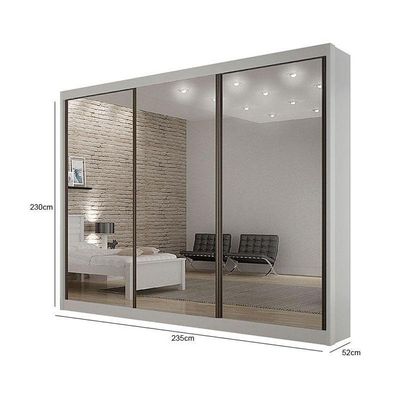 Guarda Roupa 6 Gavetas San Marino Premium Com 3 Espelhos Branco – Leifer Móveis