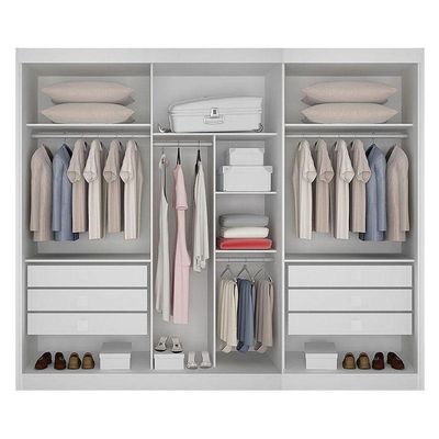 Guarda Roupa 6 Gavetas San Marino Premium Com 3 Espelhos Branco – Leifer Móveis