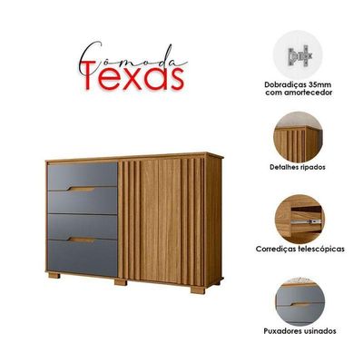 Cômoda Ambiente Texas Freijó Cinza - Moval