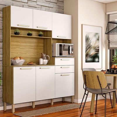 Cozinha Ambiente Montesa 6 Portas E 2 Gavetas Freijó Supremo - Kits Paraná
