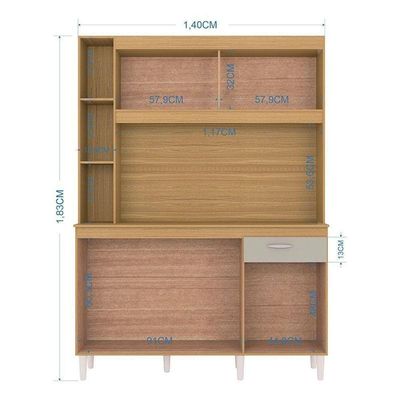 Cozinha Ambiente Kit Duda 140 Cm Damasco Off White – Poquema