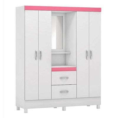 Guarda Roupa Infantil Lord Branco Rosa Flex - Demóbile