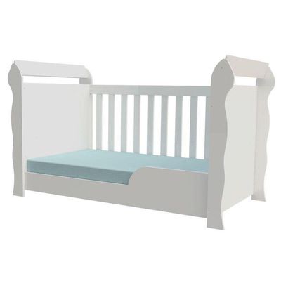 Quarto De Bebê Mariah 3 Portas Com Berço Lara Branco Brilho - Carolina