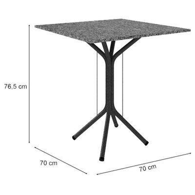 Mesa De Jantar Thais 70x70 Cm Com Granito Ocre Itabira Com 4 Cadeiras 063 Preto - Artefamol