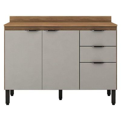 Balcão De Cozinha Firenze Com Tampo 120 Cm Amêndola Touch Nude Prime Tx - Demóbile