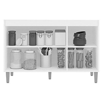 Balcão De Cozinha Manu Com Tampo 120 Cm Branco Brilho - Ajl