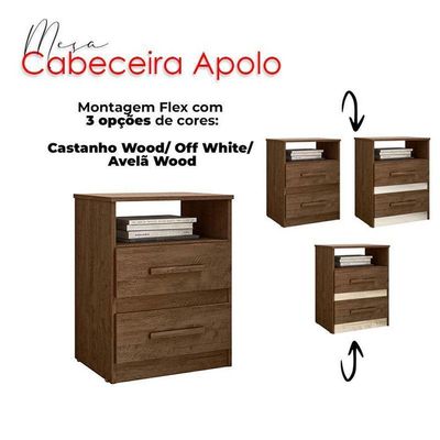 Mesa De Cabeceira Apolo Castanho Wood Flex - Moval