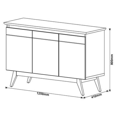 Aparador Para Sala Buffet Classic 3 Portas Com Gaveta Off White Nature - Imcal
