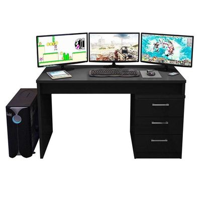 Mesa Para Computador Gamer Drx 5000 Preto Trama - Móveis Leão