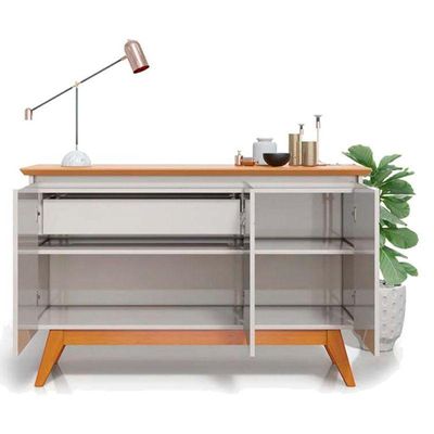 Aparador Para Sala Buffet Ambiente Classic 3 Portas Com Gaveta Off White Nature - Imcal