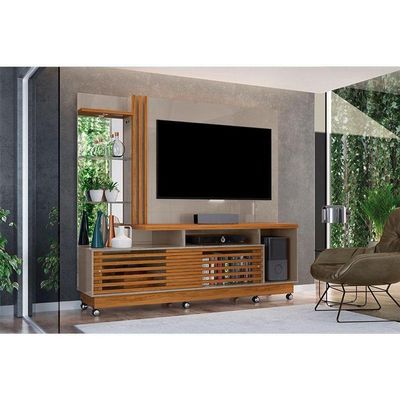 Estante Home Theater Frizz Plus Com Rodízios Fendi Naturale - Madetec