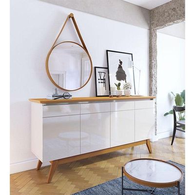 Aparador Para Sala Buffet Classic 1.6 Com Gaveta Off White Nature - Imcal