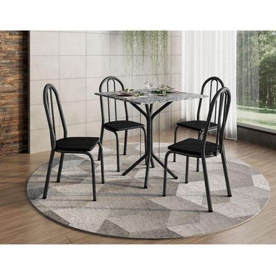 Mesa De Jantar Ambiente Thais 70x70 Cm Com Granito Ocre Itabira Com 4 Cadeiras 050 Preto – Artefamol