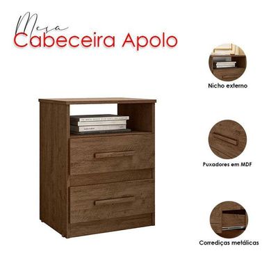 Mesa De Cabeceira Ambiente Apolo Castanho Wood Flex - Moval