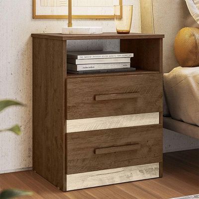 Mesa De Cabeceira Ambiente Apolo Castanho Wood Flex - Moval