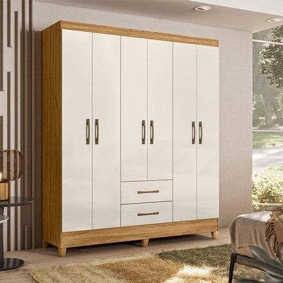 Guarda Roupa Casal Panamá 6 Portas Freijó Off White - Moval