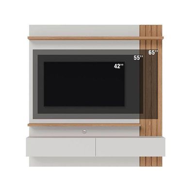 Painel Para Tv Home Suspenso Juriti 1.5 Off White Matte Freijó - Colibri