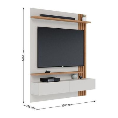 Painel Para Tv Home Suspenso Juriti 1.5 Off White Matte Freijó - Colibri