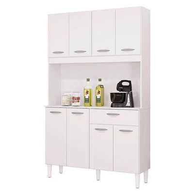 Cozinha Ambiente Kit Cassia 8 Portas Branco - Poquema