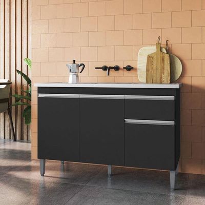 Balcão De Pia Tatiane 145 Cm Preto Fosco - Ajl