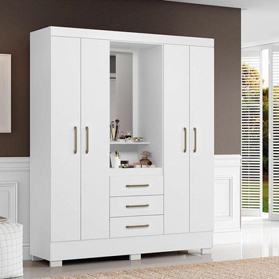 Guarda Roupa Infantil Paris 2045150 Branco Rosa Flex - Aramóveis