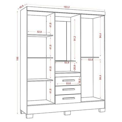 Guarda Roupa Infantil Paris 2045150 Branco Rosa Flex - Aramóveis