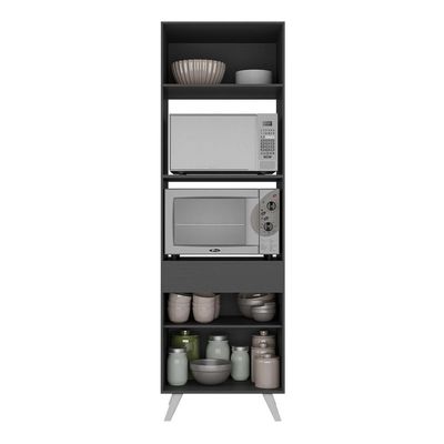 Paneleiro 2 Portas Para Forno E Microondas Preto/branco