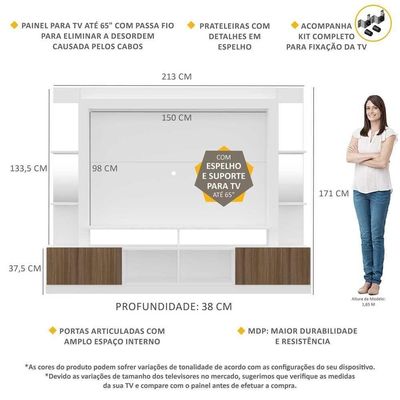 "Estante Com Suporte Tv 65"" C/ Espelho Multimóveis V3385"