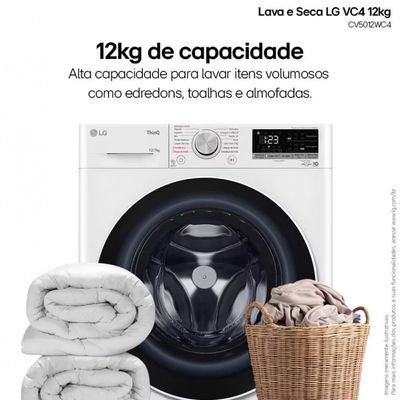 Lava e Seca LG Smart VC4 CV5012WC4 com Inteligência Artificial AIDD 12kg/7kg Branco / 220V