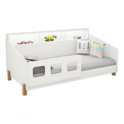 Cama Mavi Para Criança Com Grade, Estilo Montessori, E Colchão