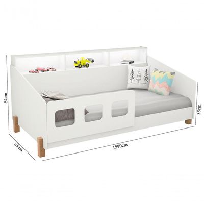 Cama Mavi Para Criança Com Grade, Estilo Montessori, E Colchão