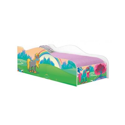 Cama Carro Fun Adesivada Unicórnio Feliz Solteiro